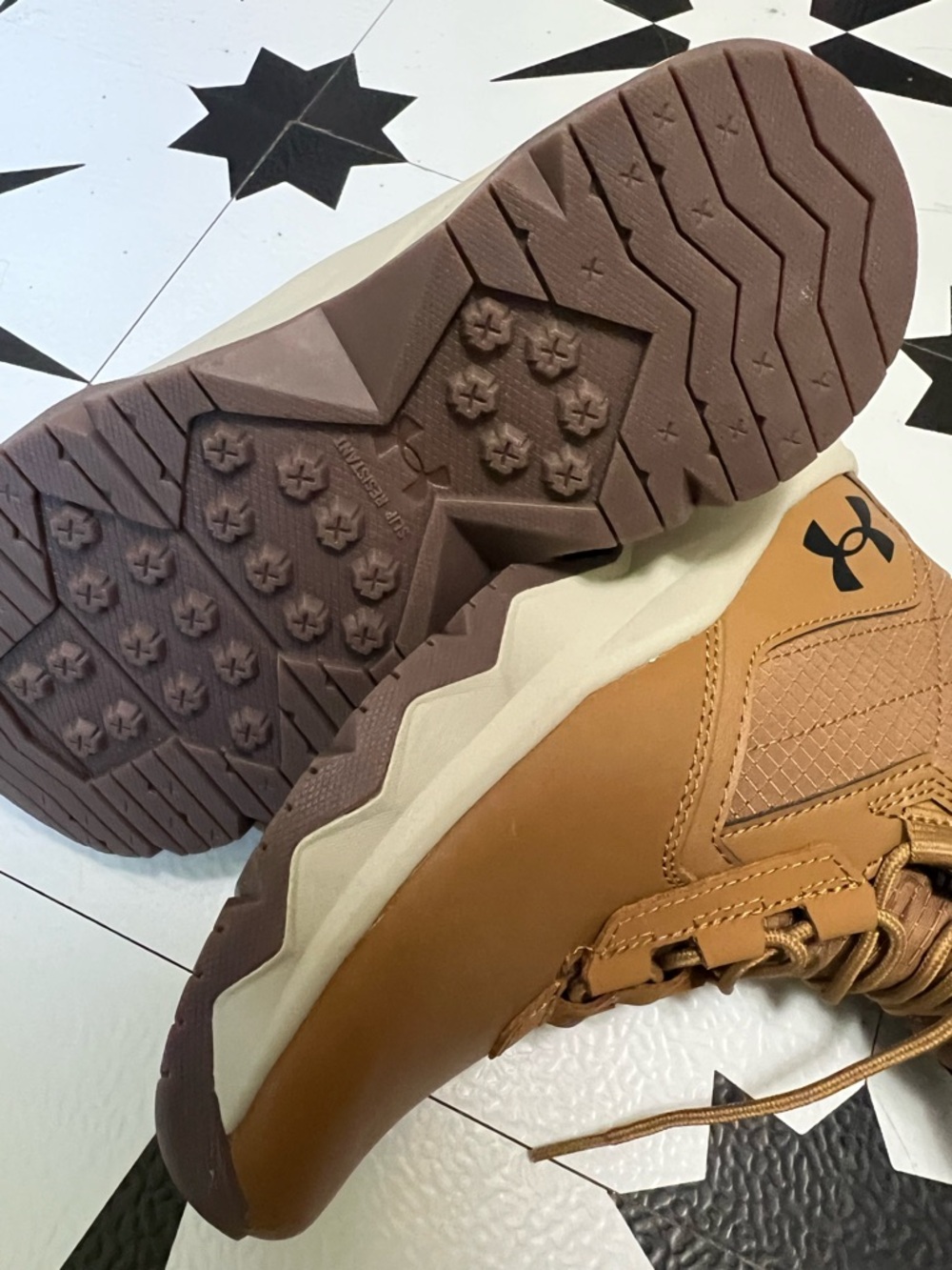 Under Armour Black and Tan Shoe Interior Label